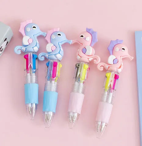 Four-colour press ballpoint pen with themed design and 0.7mm bullet tip