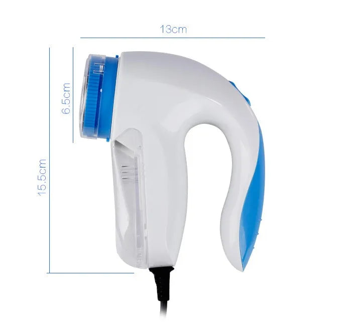 Blue electric lint remover for clothes, fleece and woolen coats with Europe plug and straight-in design