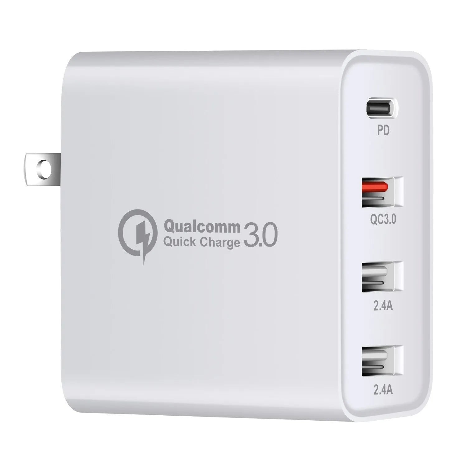 Black and white 48W four-port Type-C mobile phone charger with international plug options
