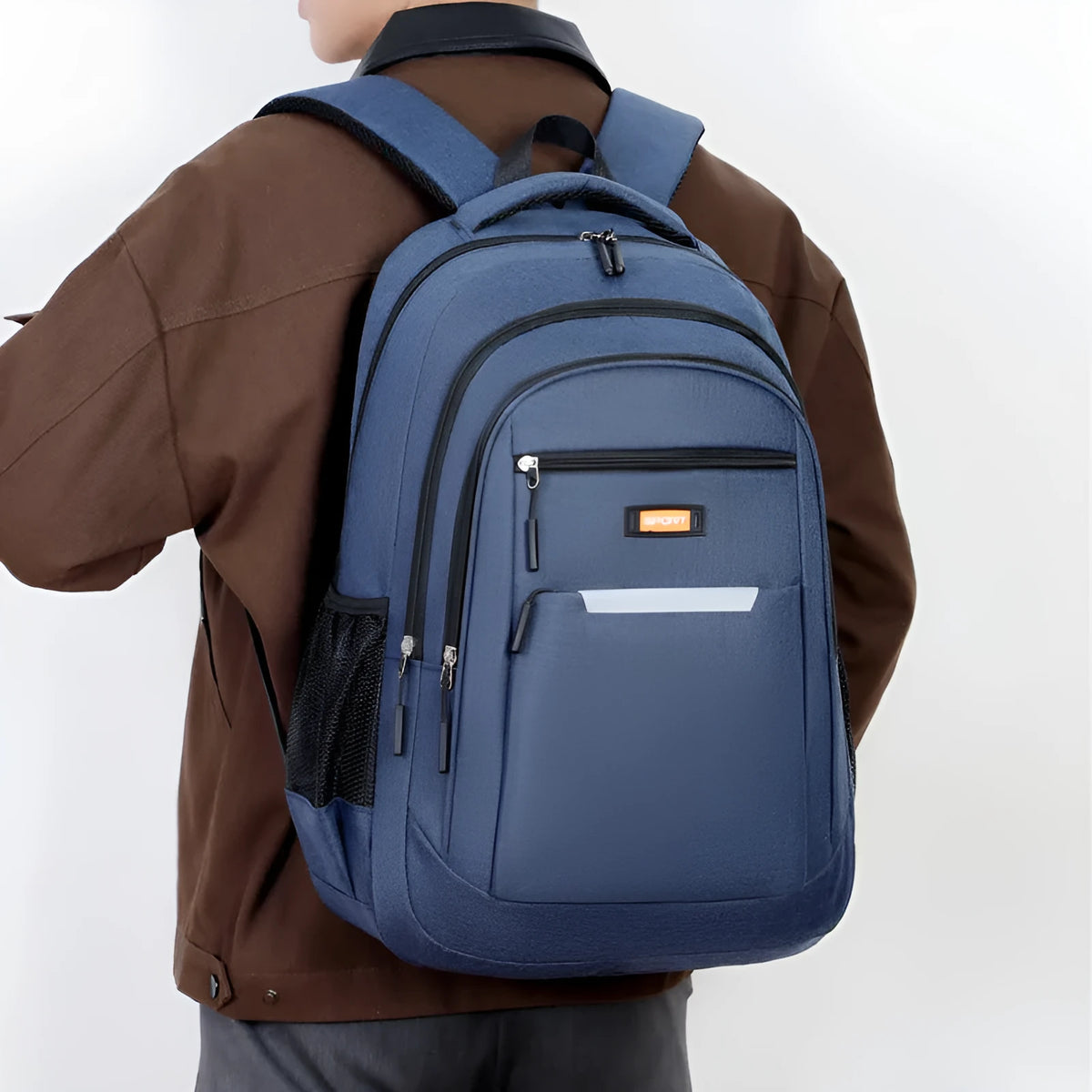 Men's casual Oxford cloth backpack in grey, black, green, or blue colour with breathable design