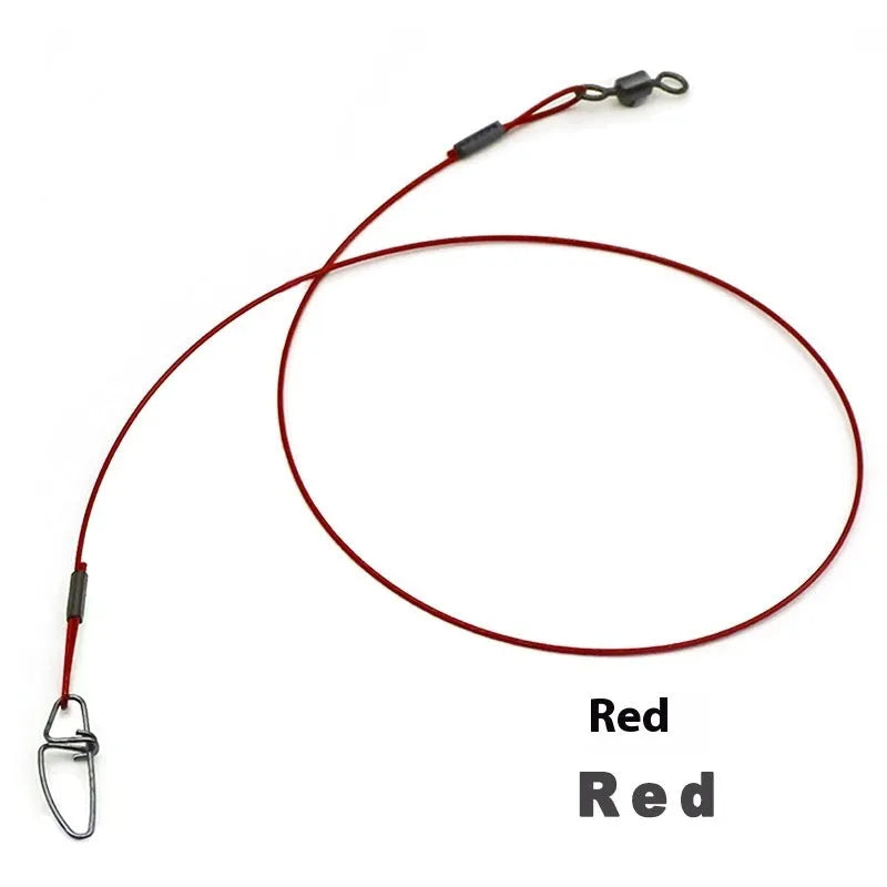 Ten coils of green, black, and red steel wire fishing pins with buckle connectors, each 54cm long.