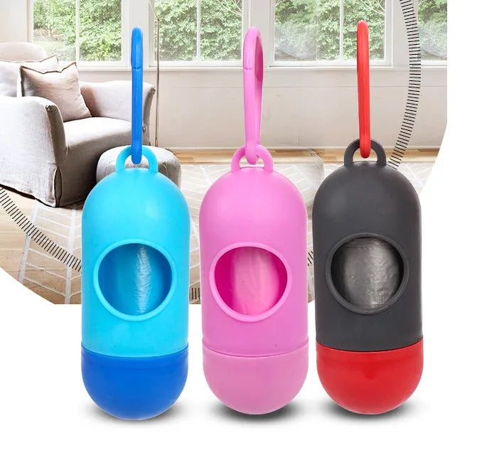 Pack of coloured pet waste bags for dogs, shown with dimensions 22.5cm by 30cm.