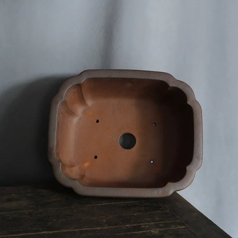 Rectangular purple sand ceramic bonsai pot with modern minimalist design