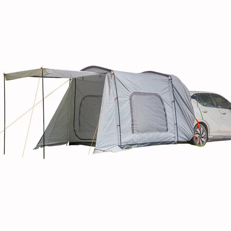 Grey outdoor multifunctional car tail tent for 3-4 people, 260x180x190cm four-season rear tent