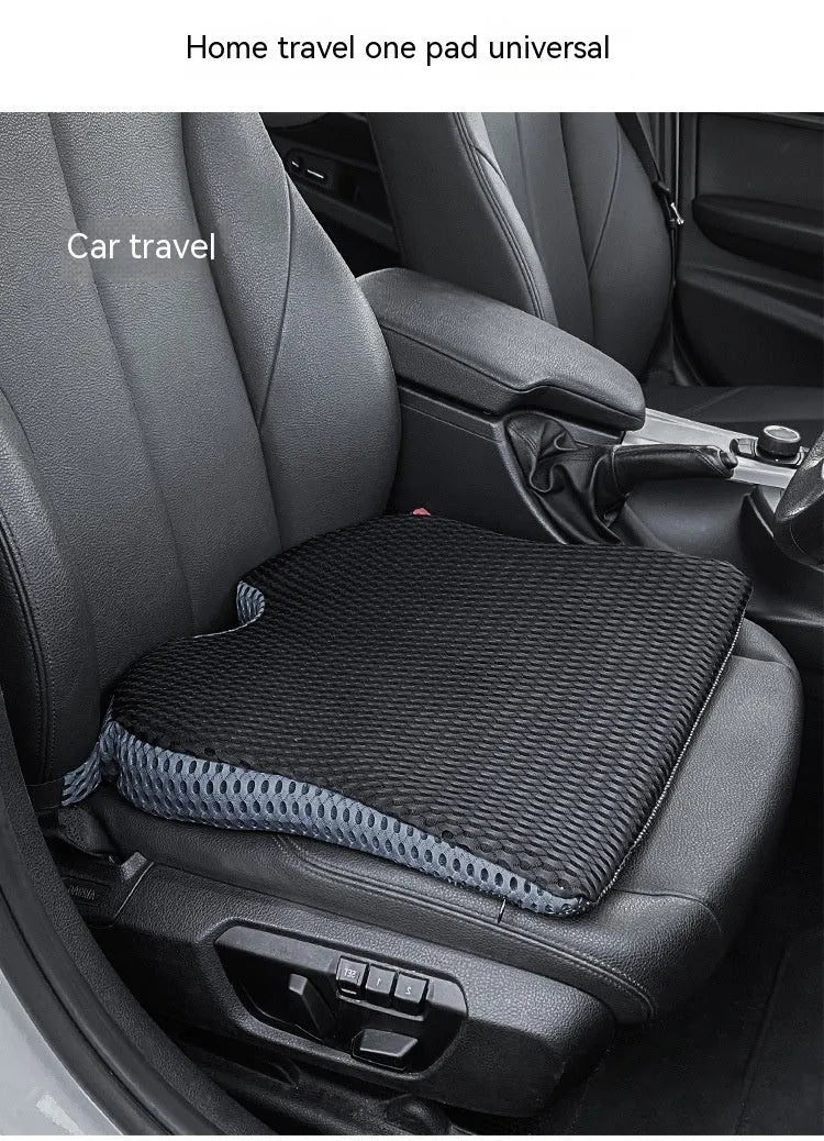 Memory foam seat cushion with adjustable strap in black, grey, or creamy white.