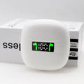 Private Bluetooth headset in black or white with Bluetooth 5.0, stereo sound, battery display and voice control.