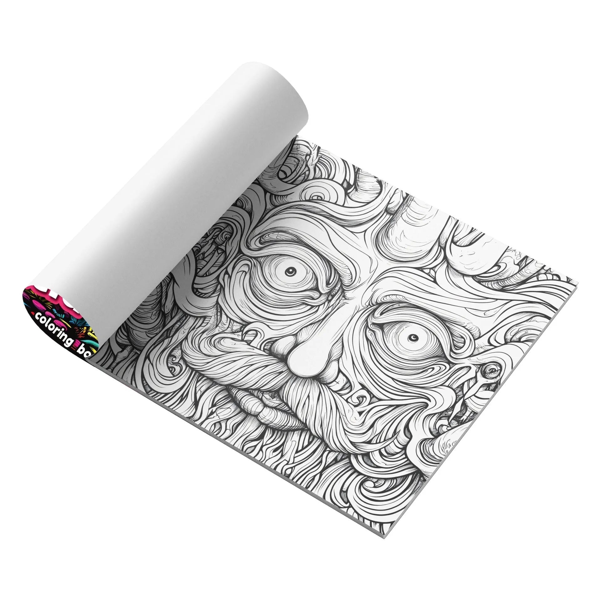 Acid tour coloured painting book showing 200mm length, open to reveal blank paper pages for drawing