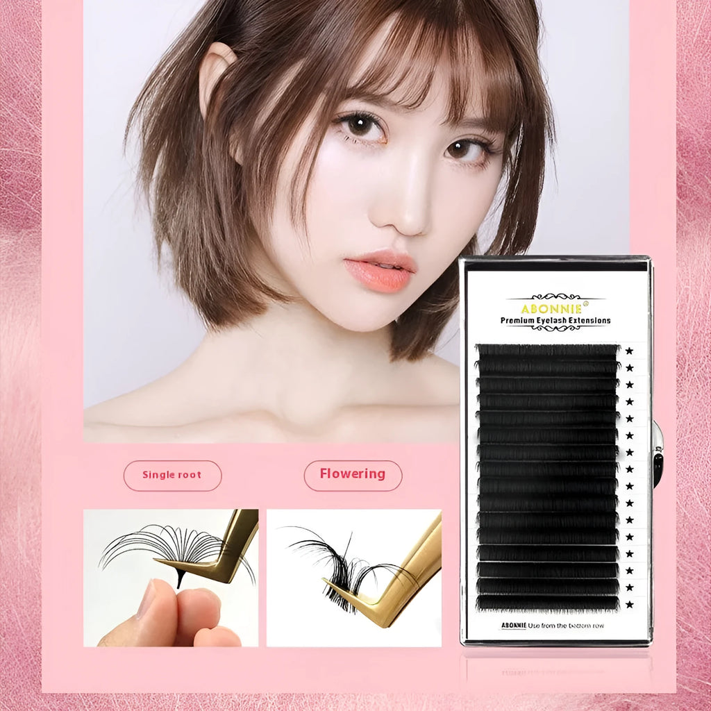 16-row dense false eyelashes with mink hair construction showing length variations from 8mm to 18mm