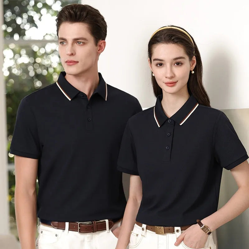 7A antibacterial mercerised cotton sequined polo shirt in white, front view on model