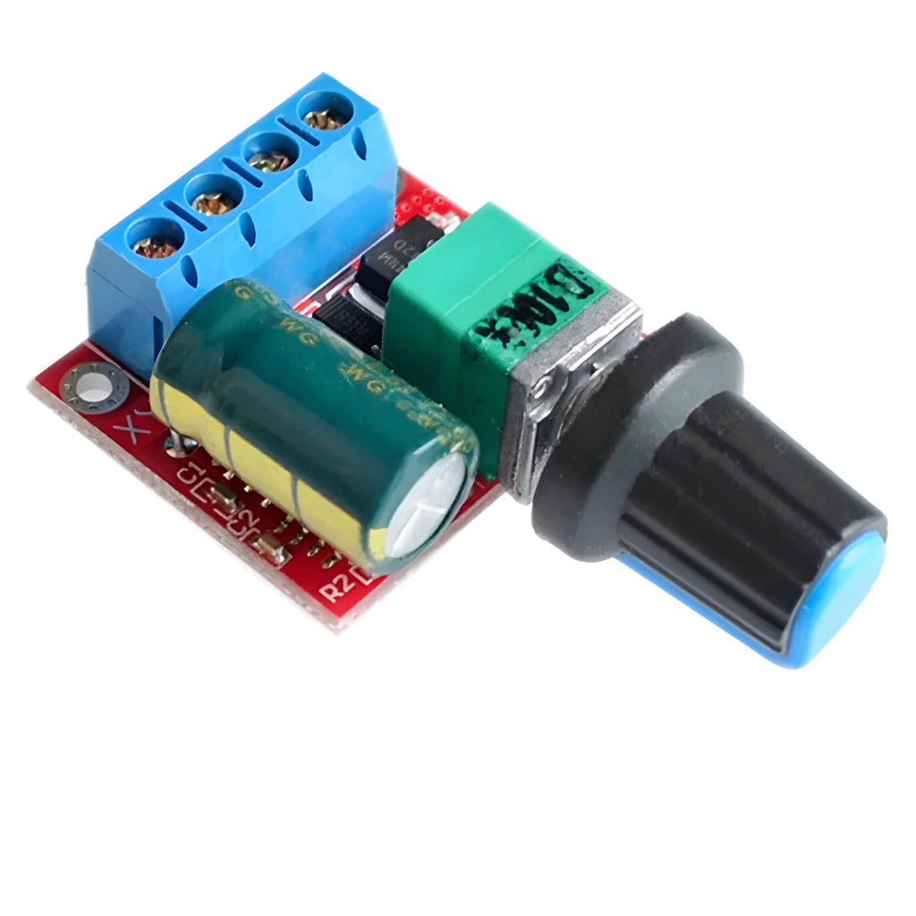 PWM DC motor speed controller with potentiometer knob for 5V-35V motors up to 5A