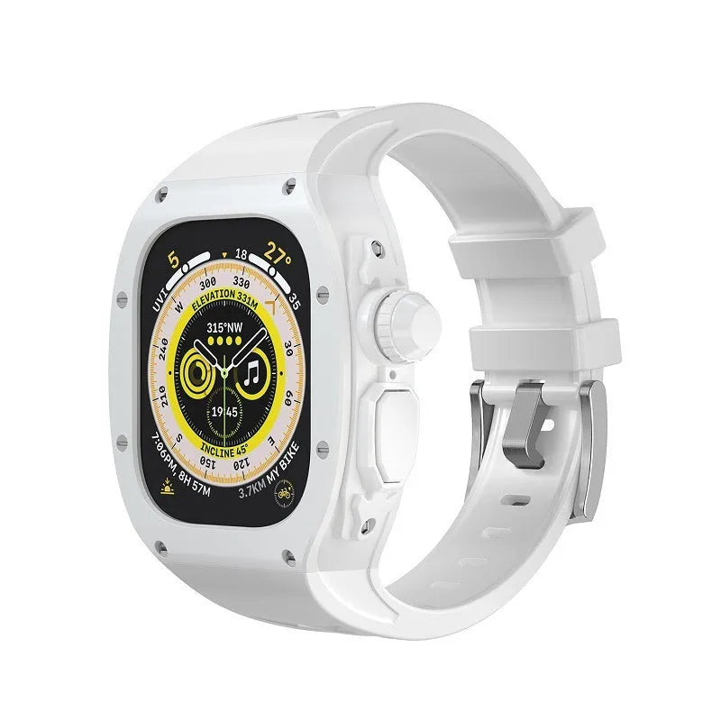 49mm translucent silicone watch band with case cover for Apple Watch Ultra in transparent black