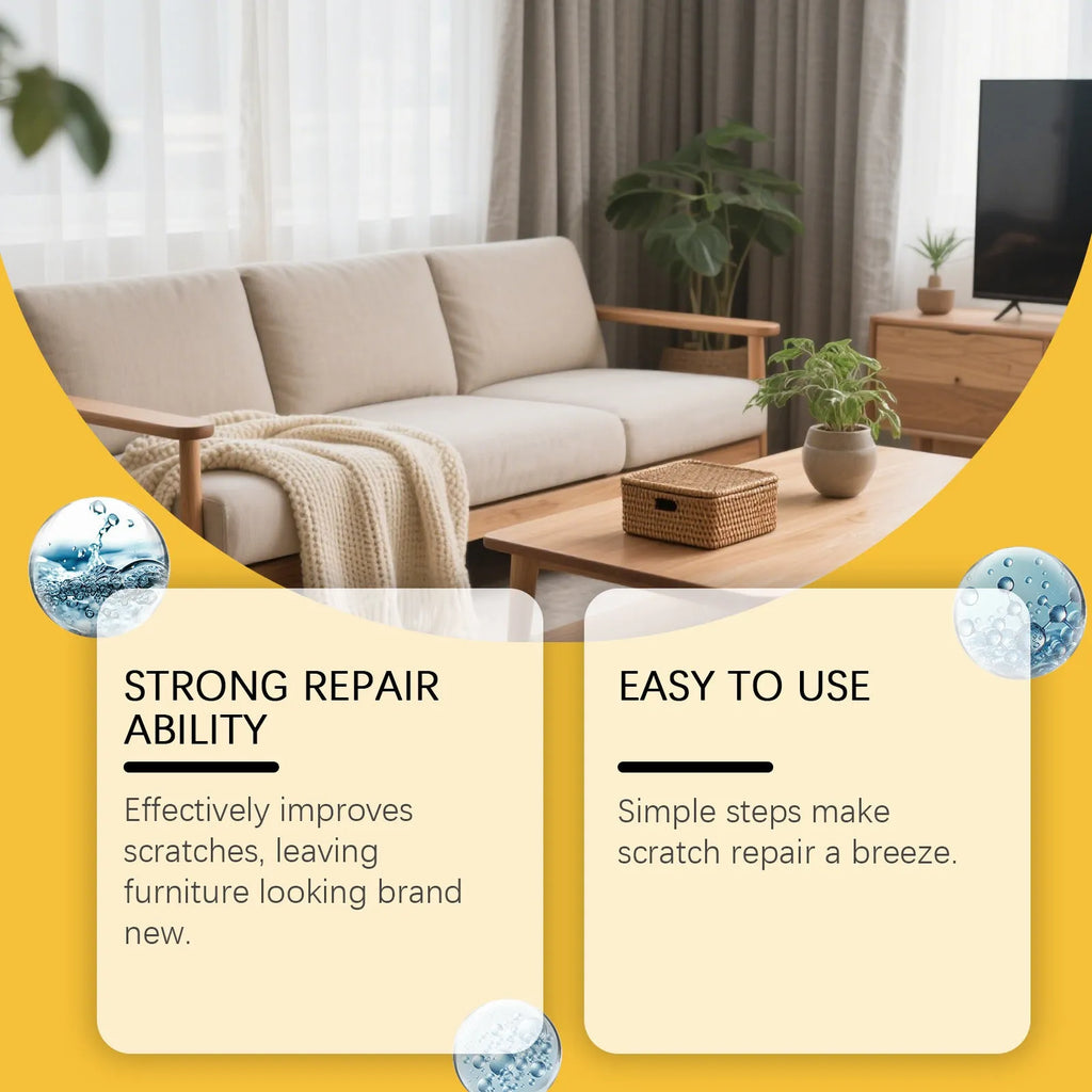 Wooden furniture scratch care solution with 100ml bottle and 20x20cm application towel
