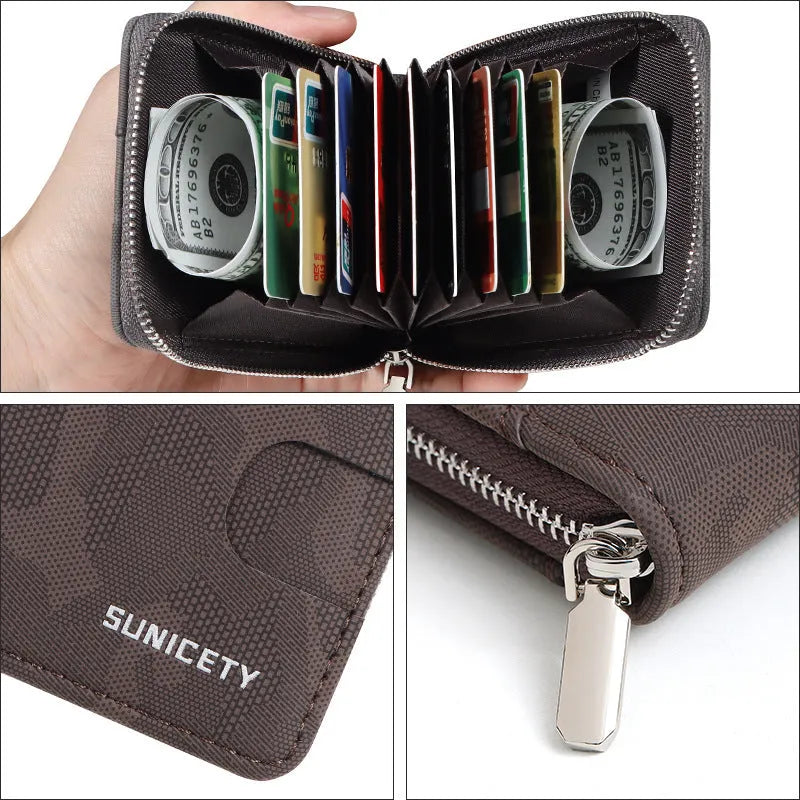 Camouflage large capacity zipper men's wallet in PU leather, black colour option
