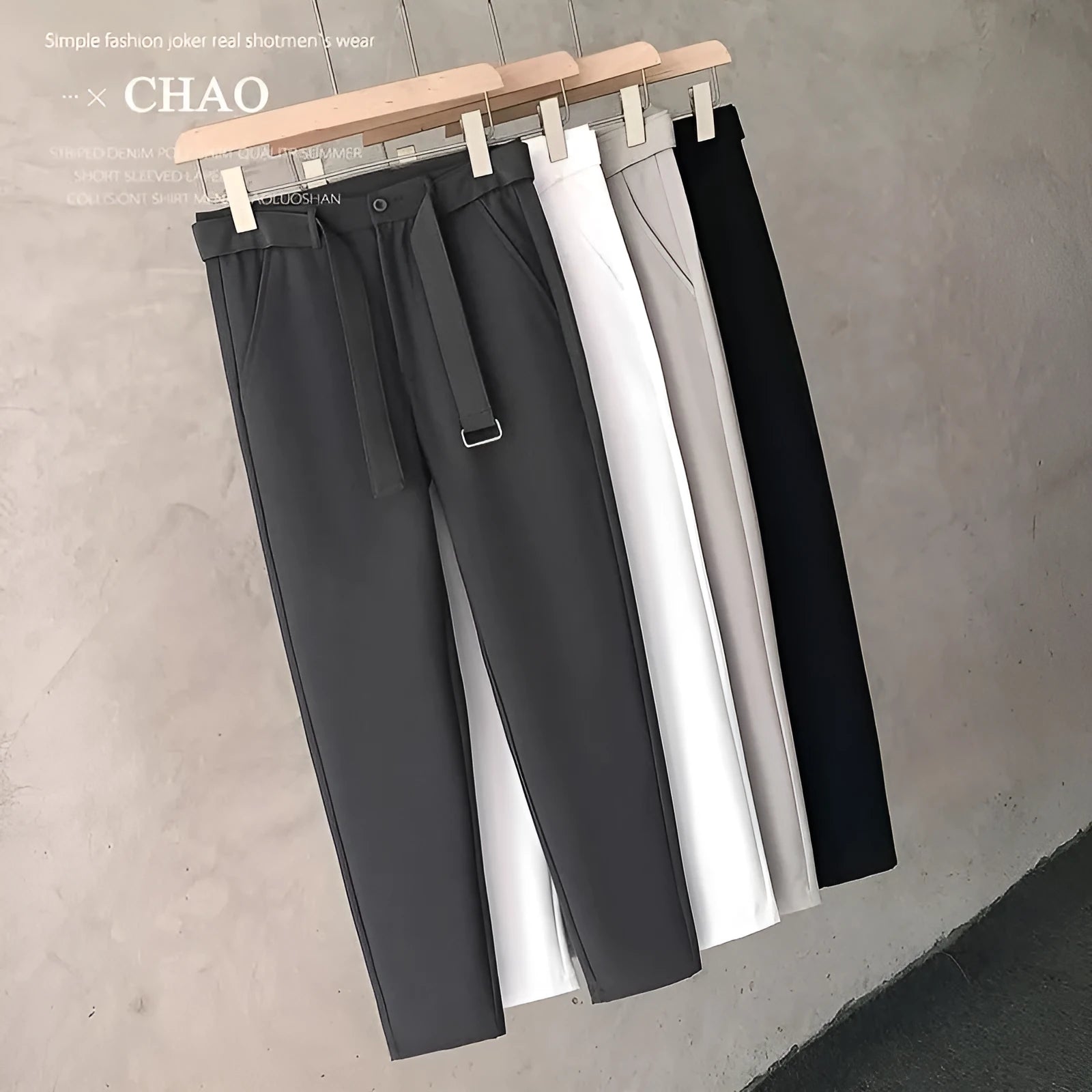 Boys slim straight wool trousers in a tapered cut with a straight leg opening.