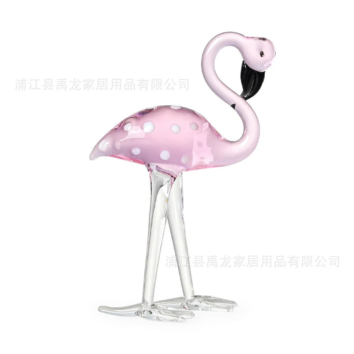 Pink crystal flamingo decorative on table with modern simple style for home decoration