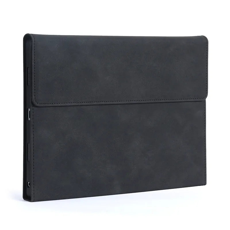 Flat protective sleeve with capacitive pen storage slot for Galaxy Tab S6 Lite 10.4 inch in black colour, TPU and microfiber leather material