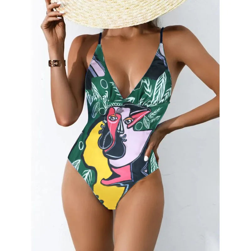 Women's plus size backless one-piece swimsuit in blue colour with high elasticity construction