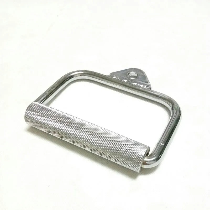 Silver D-type tension bar handle made from electroplated steel for fitness equipment, single tension rod