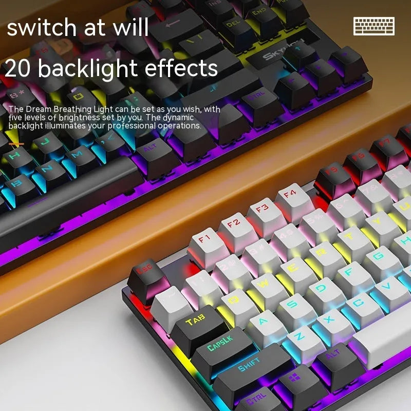 K87 wired mechanical keyboard with metal case in selected colour, showing green or red switch options.