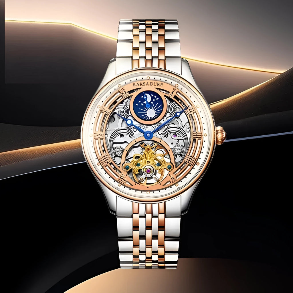 Men's stainless steel business waterproof watch with a 16mm thick case.