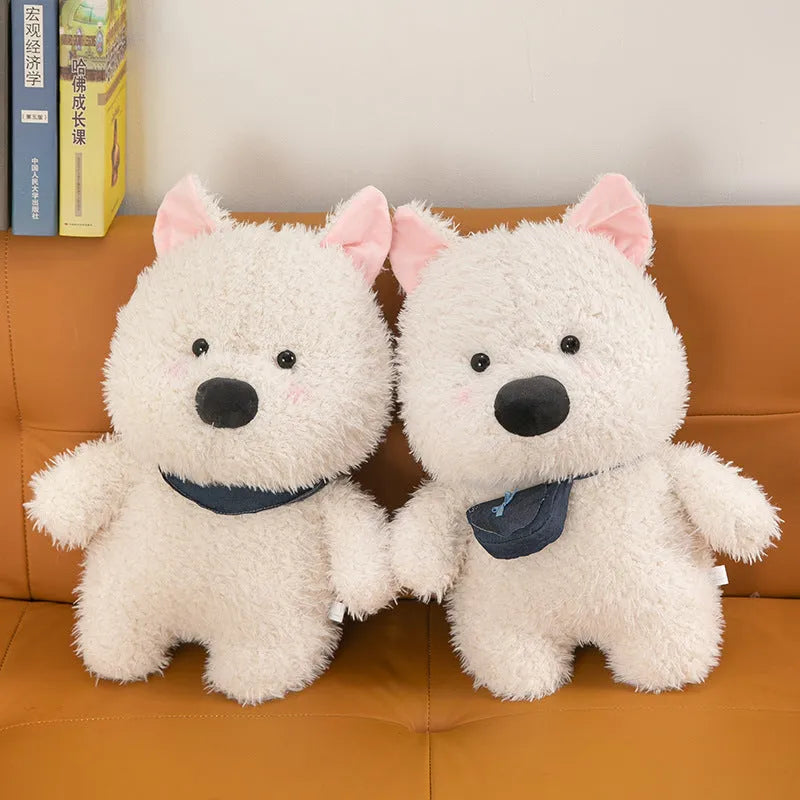 West Highland puppy plush toy in Scarf or Satchel Style, available in 25cm, 35cm, 45cm and 60cm heights