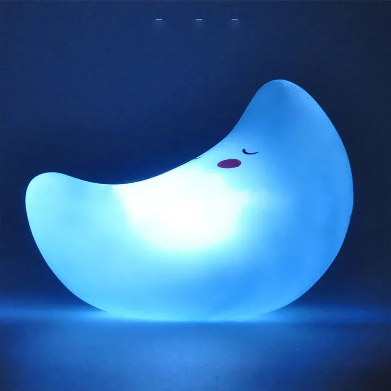 Cartoon enamel LED bedside lamp in Cloud Blue, 12x8x8cm, for children's room decoration
