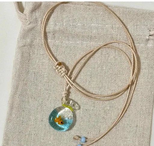 Women's skirt and joker design pendant necklace with coloured glaze on cotton linen clavicle chain