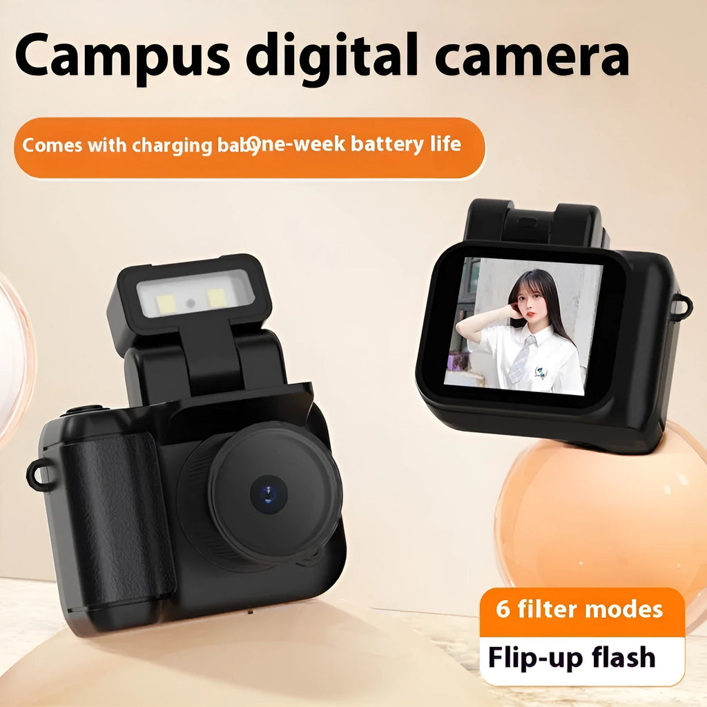 Small retro kids camera with 1.44 inch LCD, 1920 x 1080P video, ABS body, black pink or white