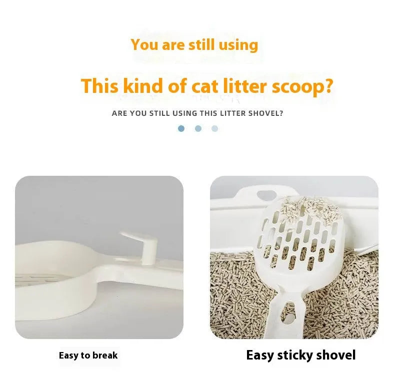 Black metal cat litter scoop with 0.8cm gap spacing between tines for sifting clumping litter