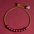 Hand-woven Raw Ore Cinnabar and Hetian Jade geometric bracelet with natural mineral colours