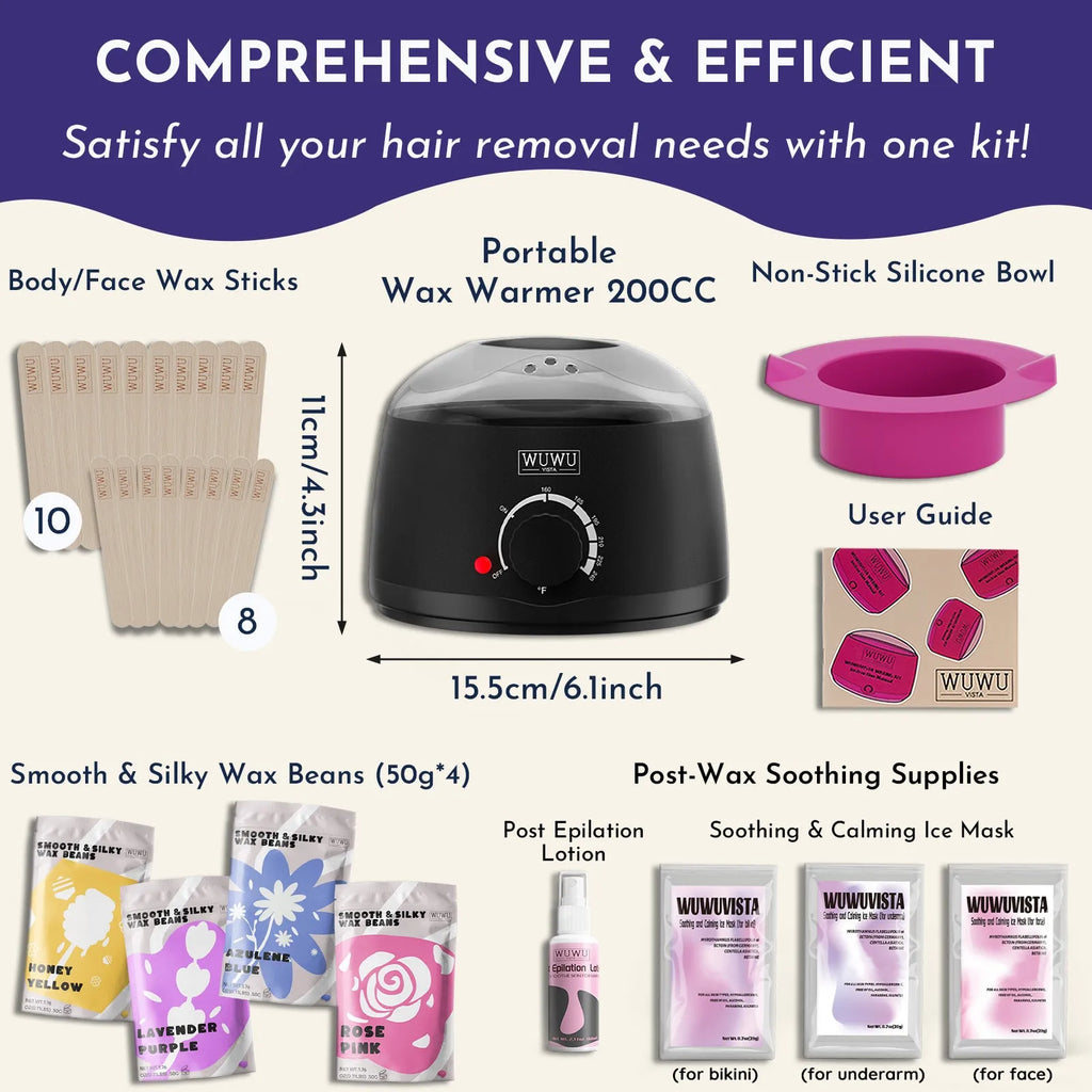 Gold-standard 29-piece waxing gift set with compact warmer, wax beads, aftercare products and application tools