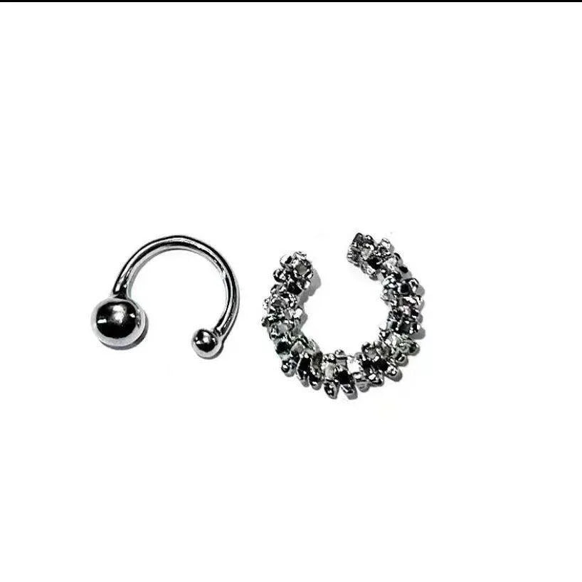 Geometric irregular frosty finish clip-on earrings in alloy with asymmetric design