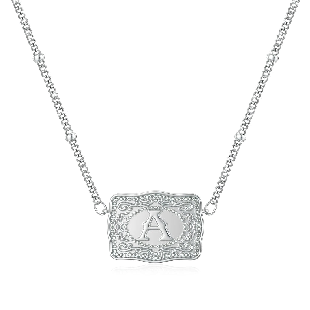 Copper letter necklace with A-Z pendant and electroplated gold or white k finish