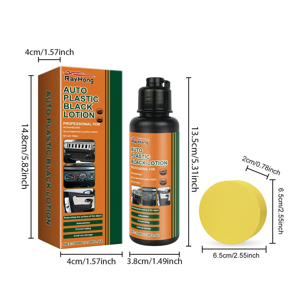 Car black plastic polishing paste tube 3.5x13.5cm with sponge applicator 6.5x2x6.5cm