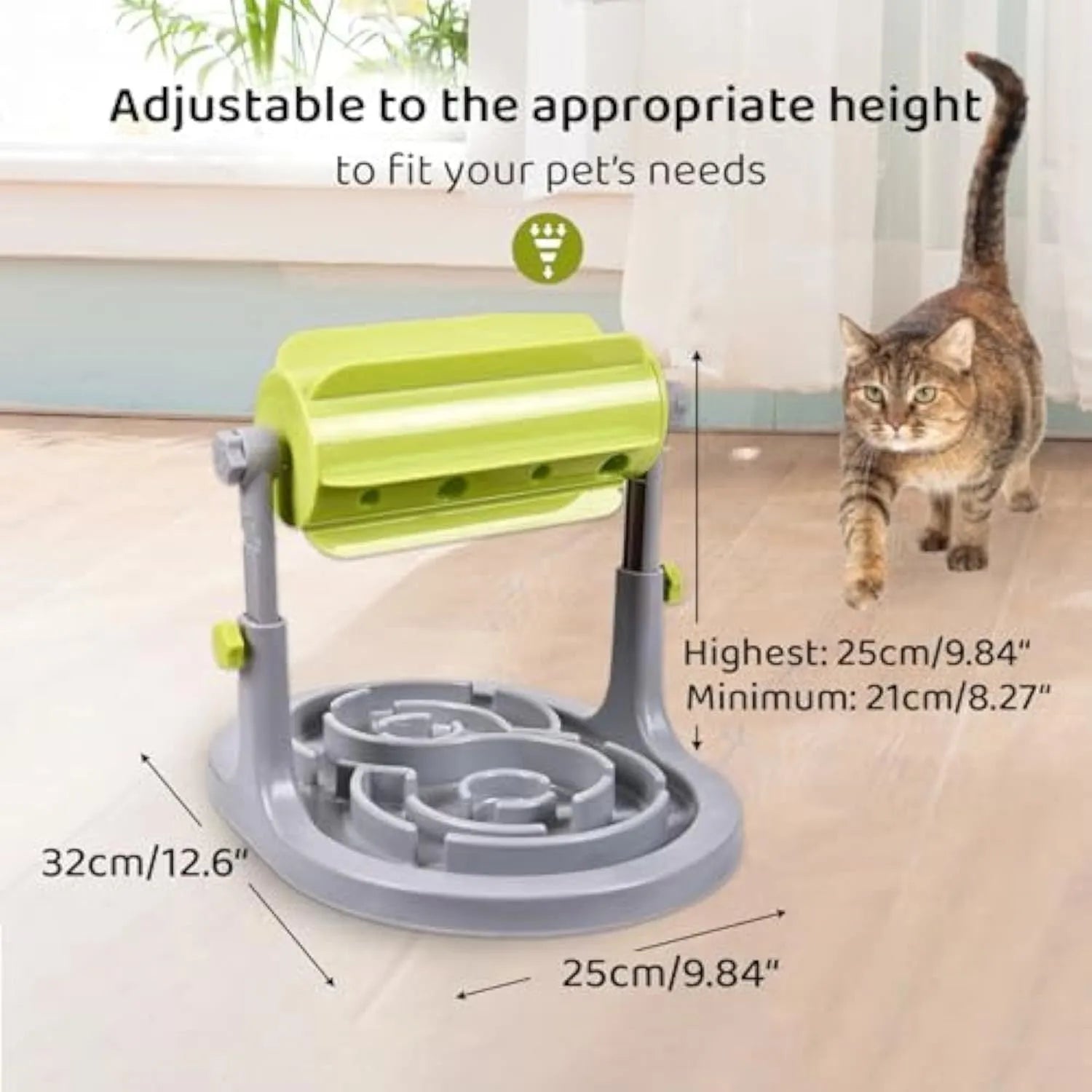 Blue interactive pet puzzle feeder bowl with adjustable height for dogs and cats