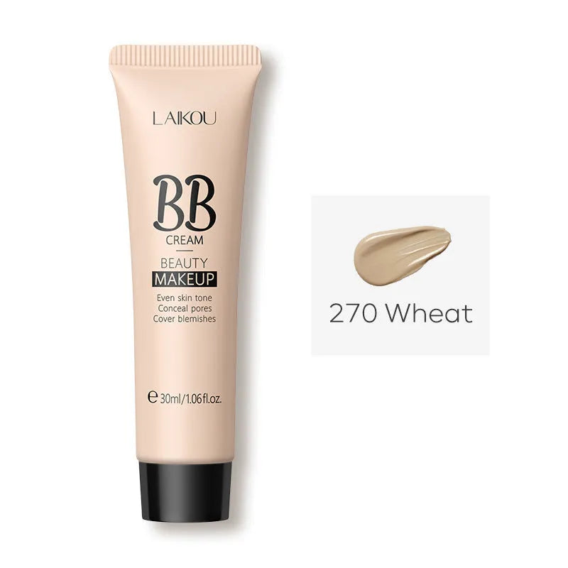 30ml bottle of BB cream showing nine shade options from light ivory to dark brown.