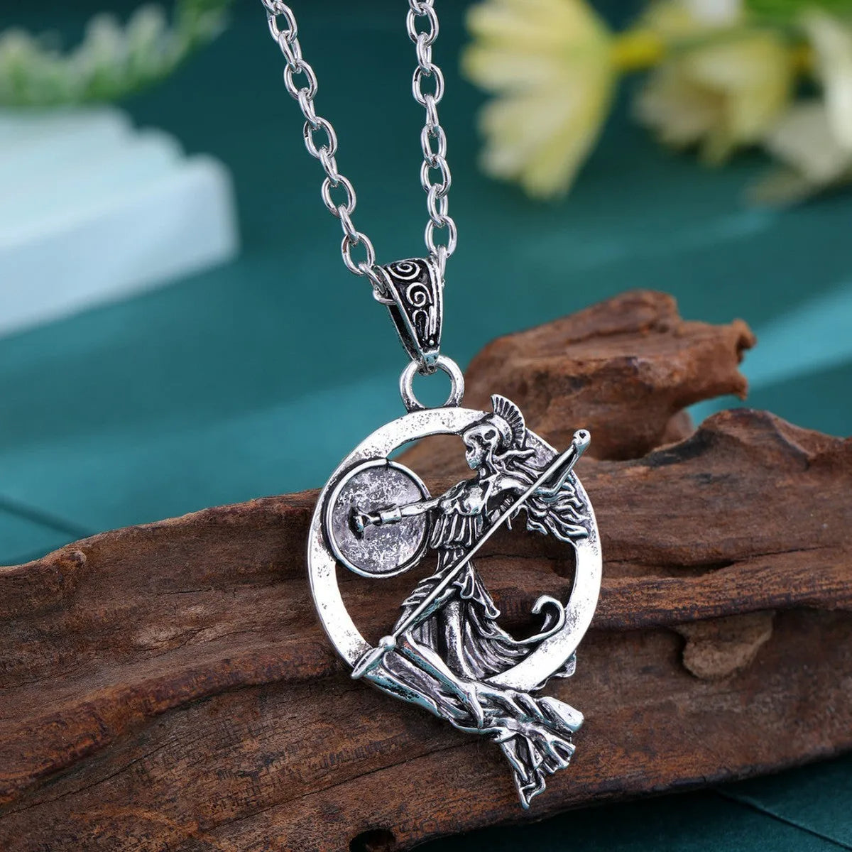 War Goddess Necklace in bronze tone retro fashion costume jewellery pendant for cosplay and themed outfits