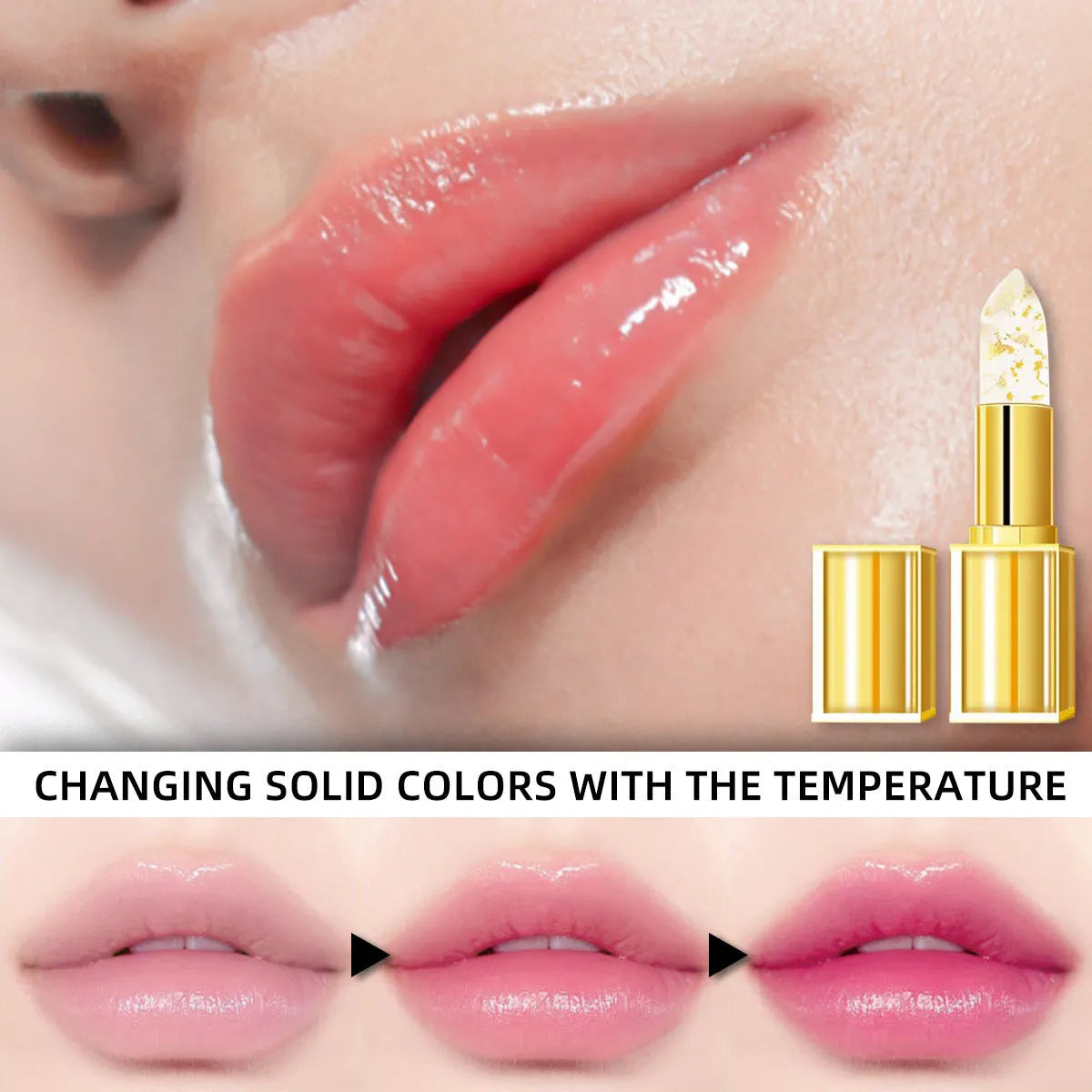Anti-smudge gilding warm colour-changing lipstick YB1001 with golden tones