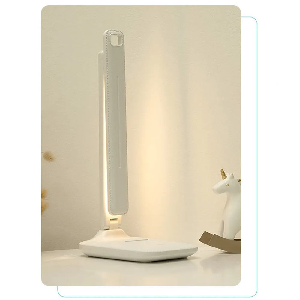 White plastic touch dimming bedside lamp with USB charging socket for children's bedrooms