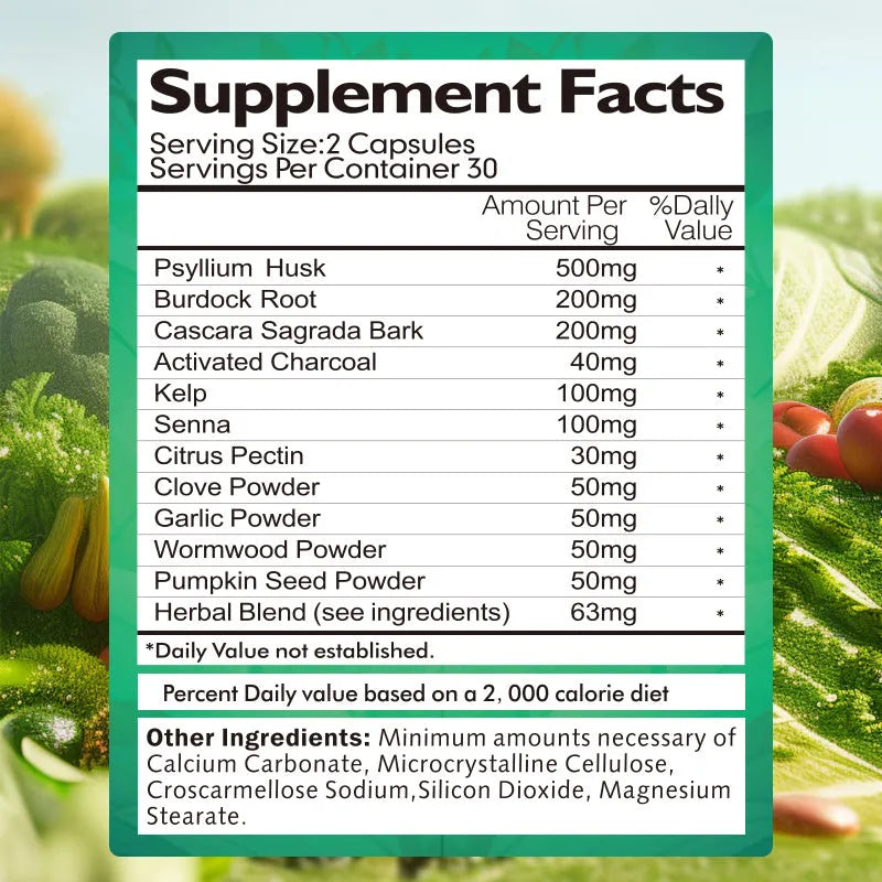 7 day colon cleanse and detox formula bottle containing 60 capsules for short-term colon support