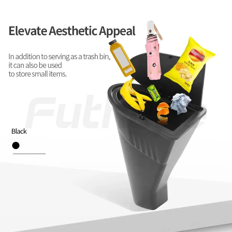 Black ABS car door trash cans for Tesla Model Y front door compartments