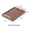 Square bamboo tray with brown wooden handle for restaurant and cafe service