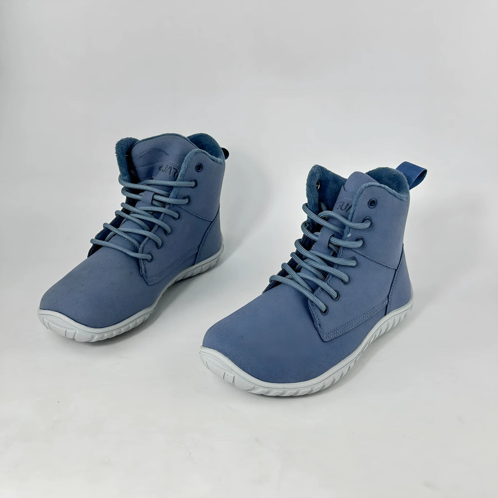 Light blue cold-resistant warm cotton shoes with leather upper and anti-slip rubber outsole, sizes 36-48
