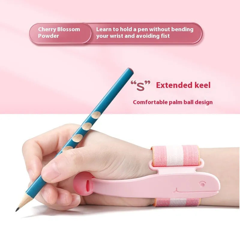 Blue and pink anti-hook pen holder corrector for writing posture training