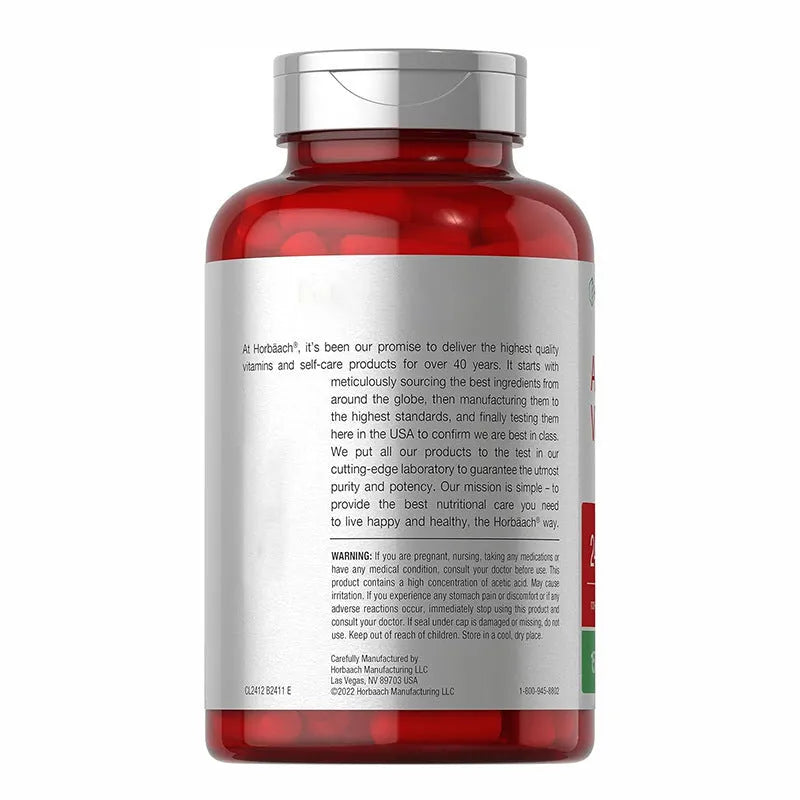 Apple vinegar health supplement capsules in 150 tablet bottle