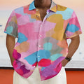 Hawaiian style stand collar short sleeve cardigan with 3D printing design