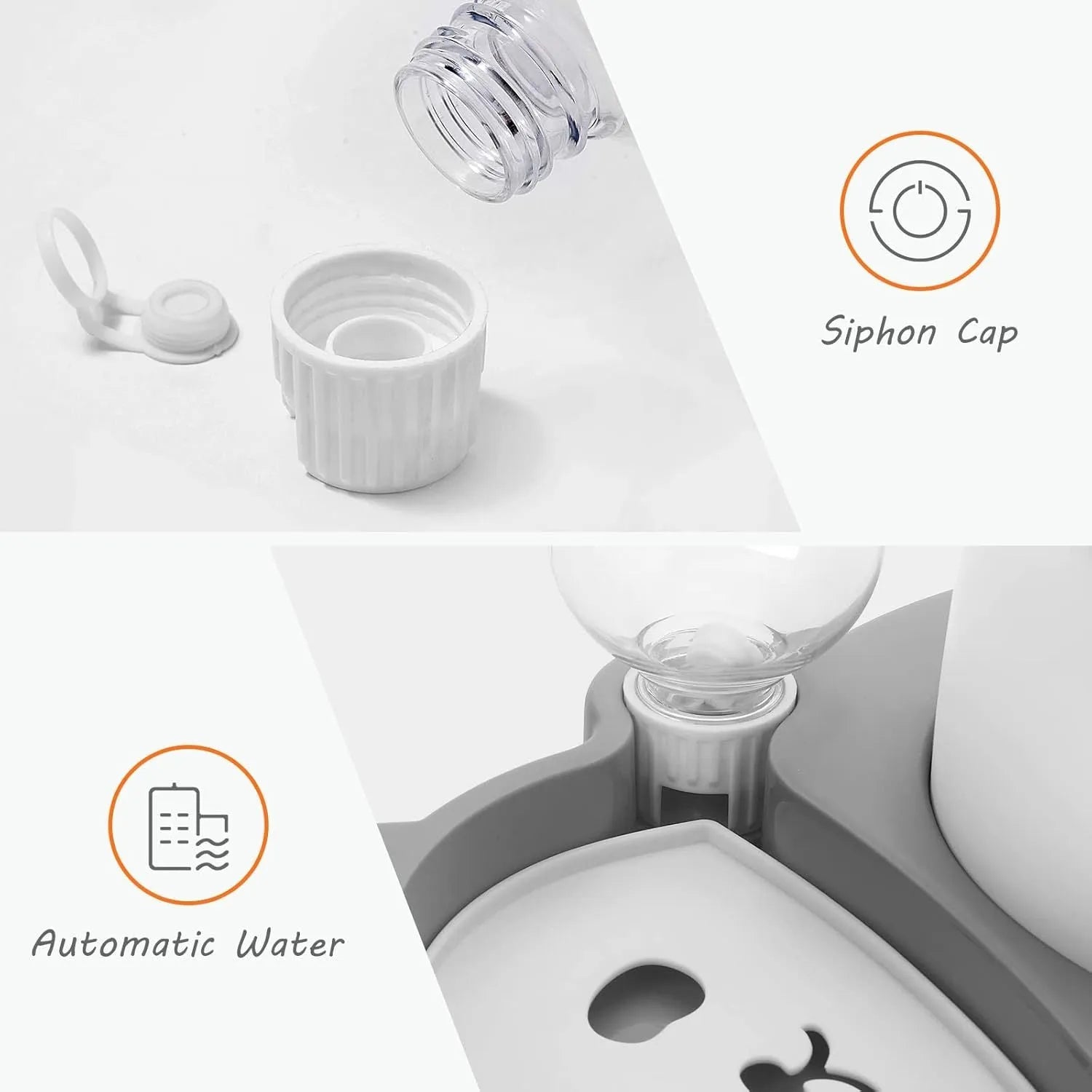 Elevated pet bowl set with panda design, stainless steel dish, and automatic water dispenser bottle
