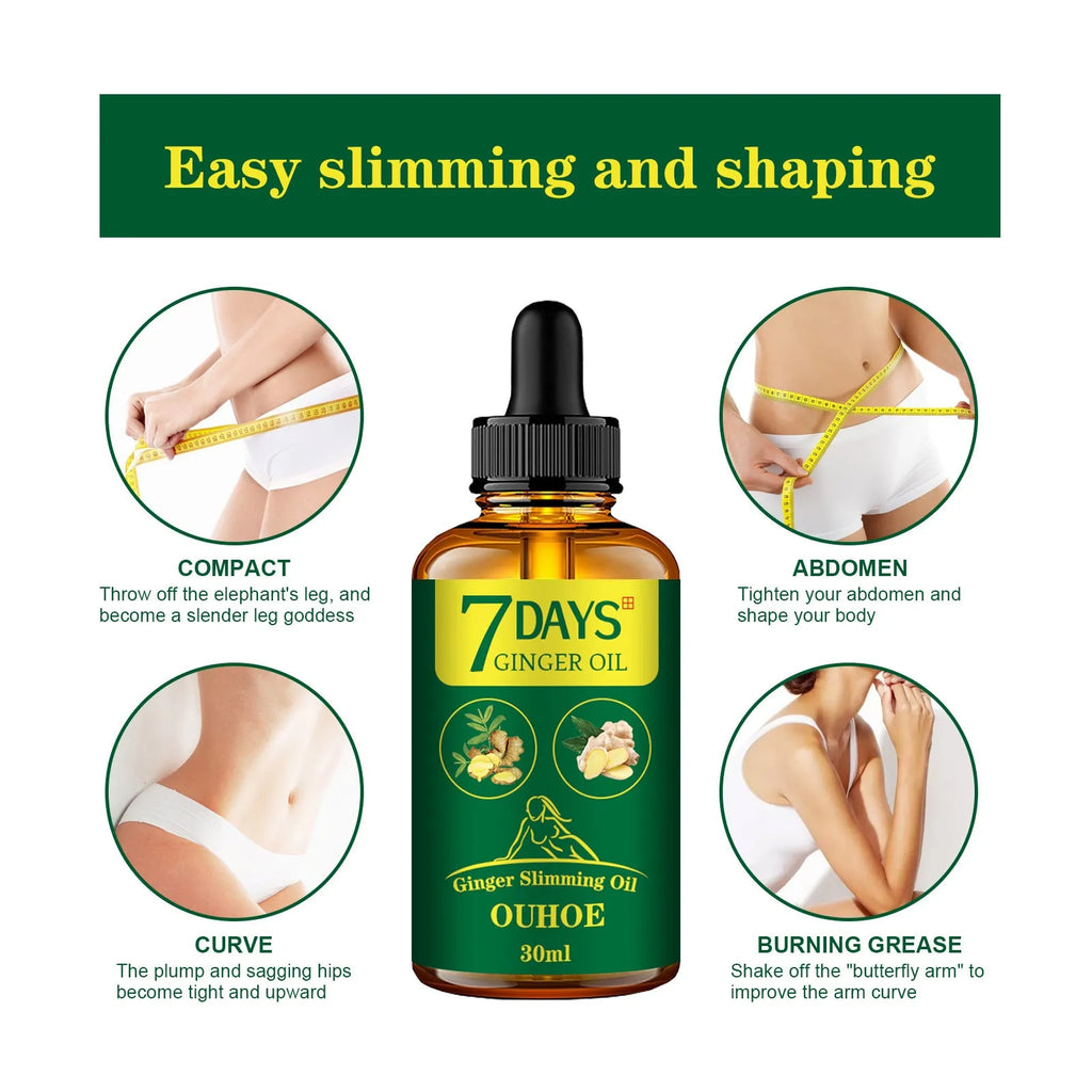 30ml ginger essential oil bottle for body shaping and thigh firming treatment