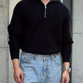 Men's modal rabbit fur loose pullover sweater in khaki or black, thickened knit, sizes S to XL