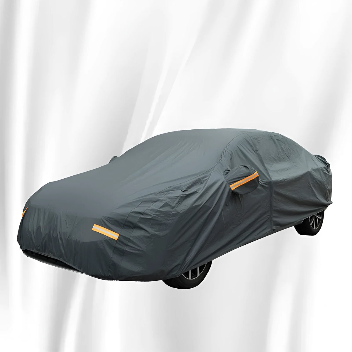 Grey Volkswagen car cover showing thickened PVC chemical fibre construction for rainproof sun protection